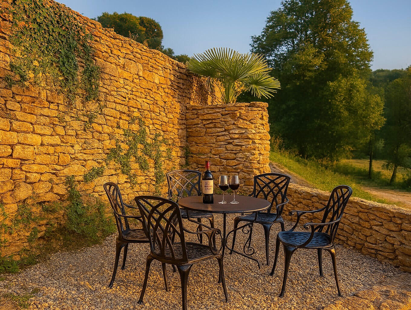 Luxury gîte Le Vélo Rouge & Gîte Le Vélo Bleu at Le Petit Domaine in South West France with stone house, private terrace, vegetable garden, kids swimming pool, free parking & air conditioning.
